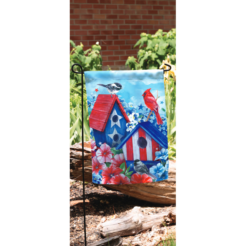 Carson - Patriotic Birdhouses Dura Soft™ Garden Flag - 53348 12.5 x 18"